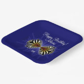 Zebra Fish Kiss Birthday Name Age Pappteller (Gewinkelt)