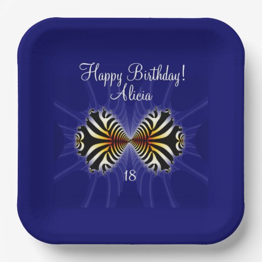 Zebra Fish Kiss Birthday Name Age Pappteller (Vorderseite)