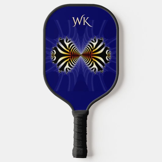 Zebra Fish Kiss Mit Monogramm Pickleball Schläger (Rückseite)
