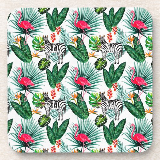 Zebra & Flamingo Getränkeuntersetzer (Vorderseite)