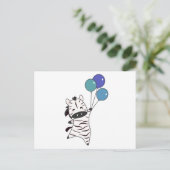 Zebra fliegt mit Balloons hoch, süße Tiere Postkarte (Stehend Vorderseite)
