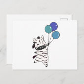 Zebra fliegt mit Balloons hoch, süße Tiere Postkarte (Vorne/Hinten)