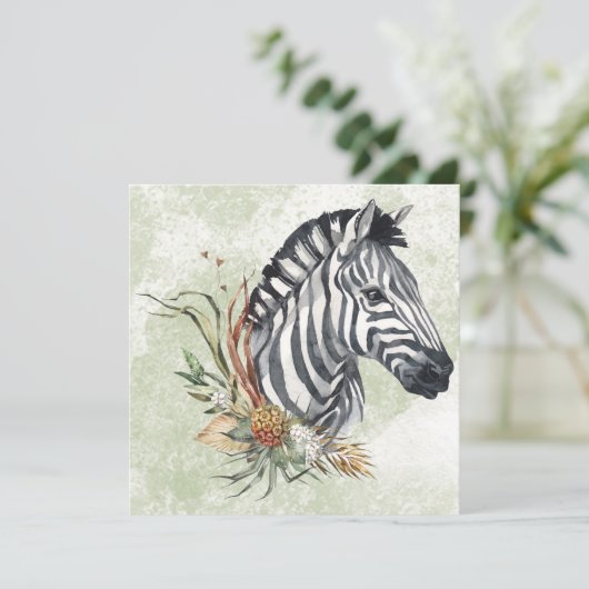 Zebra Floral Card (Stehend Vorderseite)