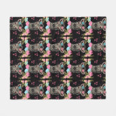 Zebra Floral Heart Pattern Fleecedecke (Vorderseite (Horizontal))