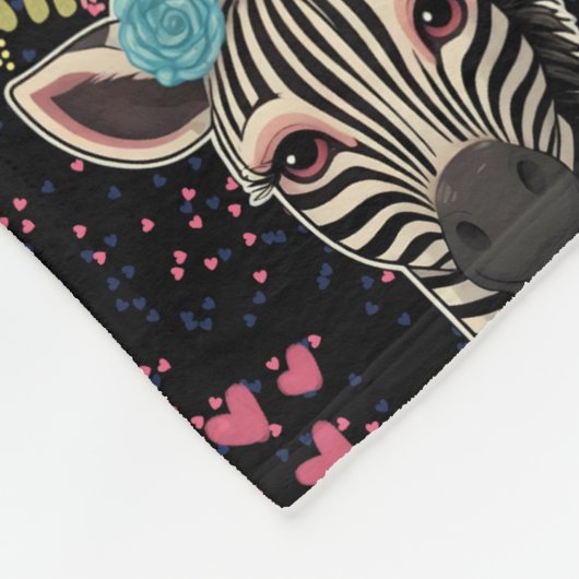 Zebra Floral Heart Pattern Fleecedecke (Ecke)