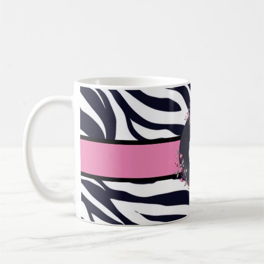 Zebra Floral Monogram Classic Tasse (Links)