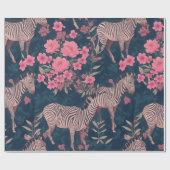 Zebra Floral Personalisiertes Muster Geschenkpapier (Flach)