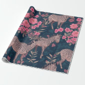 Zebra Floral Personalisiertes Muster Geschenkpapier (Ungerollt)