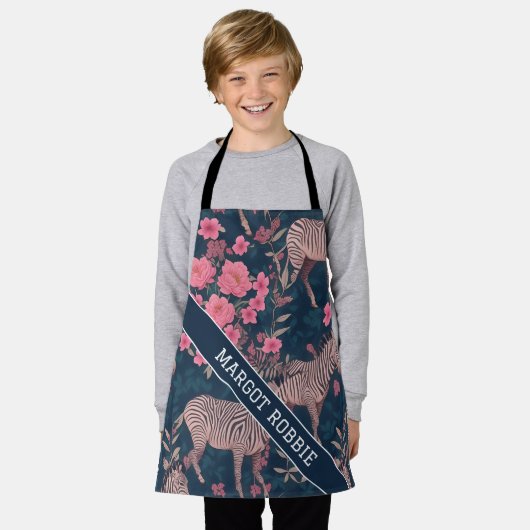 Zebra Floral Personalisiertes Muster Schürze (Getragen)