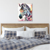 Zebra Floral Watercolor Art Leinwanddruck (Insitu (Schlafzimmer))