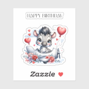 Zebra-Flugzeug-Geburtstag Aufkleber