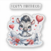 Zebra-Flugzeug-Geburtstag Aufkleber (Vorderseite)