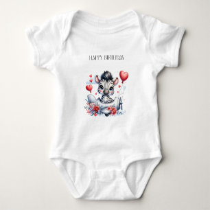 Zebra-Flugzeug-Geburtstag Baby Strampler