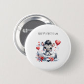 Zebra-Flugzeug-Geburtstag Button (Vorne & Hinten)