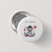 Zebra-Flugzeug-Geburtstag Button (Vorne & Hinten)