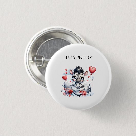 Zebra-Flugzeug-Geburtstag Button (Vorne & Hinten)