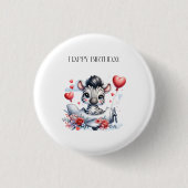 Zebra-Flugzeug-Geburtstag Button (Vorderseite)