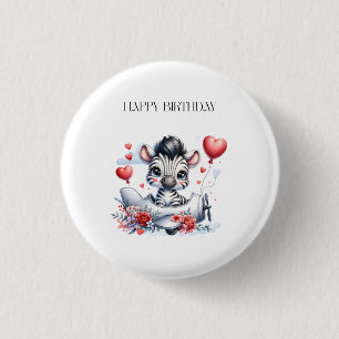 Zebra-Flugzeug-Geburtstag Button