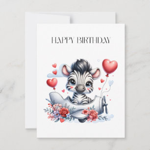Zebra-Flugzeug-Geburtstag Dankeskarte