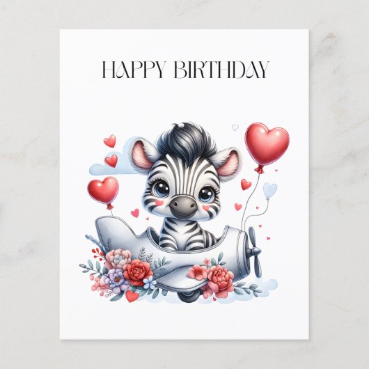 Zebra-Flugzeug-Geburtstag Flyer (Vorne)
