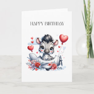 Zebra-Flugzeug-Geburtstag Karte