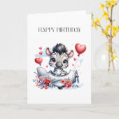 Zebra-Flugzeug-Geburtstag Karte (Gelbe Blume)