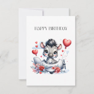 Zebra-Flugzeug-Geburtstag Mitteilungskarte