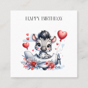 Zebra-Flugzeug-Geburtstag Quadratische Visitenkarte