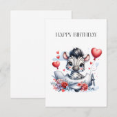 Zebra-Flugzeug-Geburtstag RSVP Karte (Vorne/Hinten)
