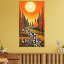 Zebra Fluss: Punktkunst Sonnenuntergang in der Wil Leinwanddruck