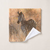 Zebra foal in morning light badhandtuch set (Waschlappen)