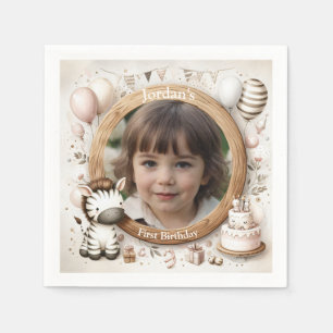 Zebra-Foto-Rahmen für Kindergeburtstage Serviette