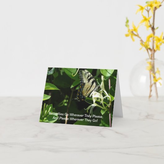 Zebra-Frack auf Honeysuckle Karte (Gelbe Blume)