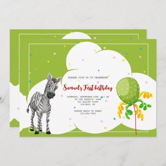 Zebra Frame Geburtstagsparty Einladung (Vorne/Hinten)