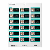 Zebra Frame Türkise FOTO Rücksendeadresse Adressaufkleber (Vorne)