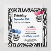 Zebra Fraternal Twins Pink und Blue Baby Dusche Einladung (Rückseite)