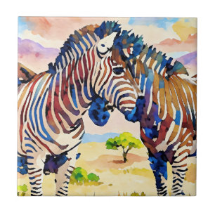 Zebra-Freunde in der Savanne Fliese
