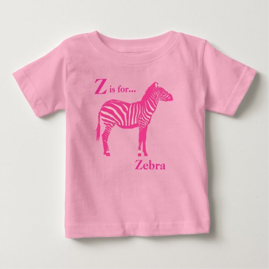 Zebra - Fuchsien und hellrosa Baby T-shirt (Vorderseite)