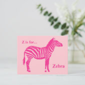 Zebra - Fuchsien und hellrosa Postkarte (Stehend Vorderseite)