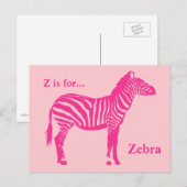 Zebra - Fuchsien und hellrosa Postkarte (Vorne/Hinten)
