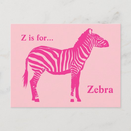 Zebra - Fuchsien und hellrosa Postkarte (Vorderseite)