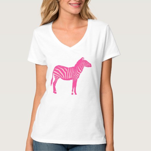 Zebra - Fuchsien und hellrosa T-Shirt (Vorderseite)