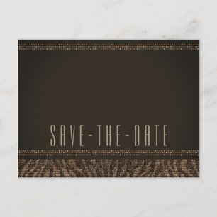 Zebra Funkeln Braun Gold Glam Hochzeitseinladung Ankündigungspostkarte