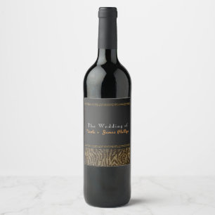 Zebra-Funkeln Pailletten Glam Chic Wein Etiketten
