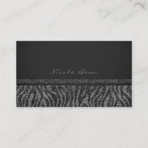 Zebra Funkeln Silber Schwarz Glam Chic Elegant Bli Visitenkarte