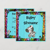Zebra & Funky Leopard & Zebra Print Baby Dusche Einladung (Vorne/Hinten)