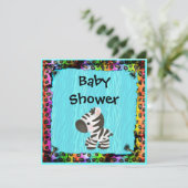 Zebra & Funky Leopard & Zebra Print Baby Dusche Einladung (Stehend Vorderseite)