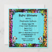 Zebra & Funky Leopard & Zebra Print Baby Dusche Einladung (Rückseite)