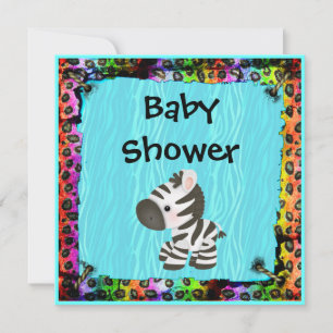 Zebra & Funky Leopard & Zebra Print Baby Dusche Einladung