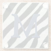Zebra Fur Animal Print Blue Gray Monogram Glasuntersetzer (Rückseite)